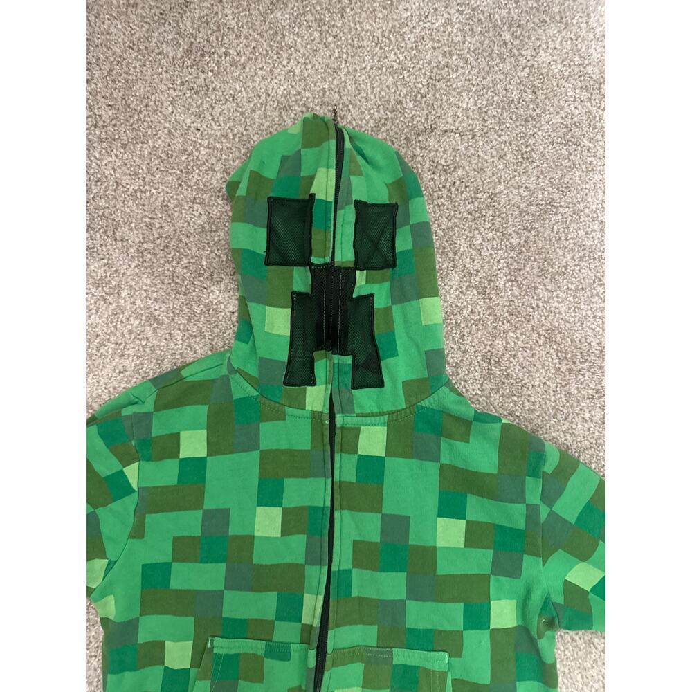 Jinx Minecraft Boys' Green Creeper Block Zip-Up Hoodie with Mask, S - Picture 6 of 11